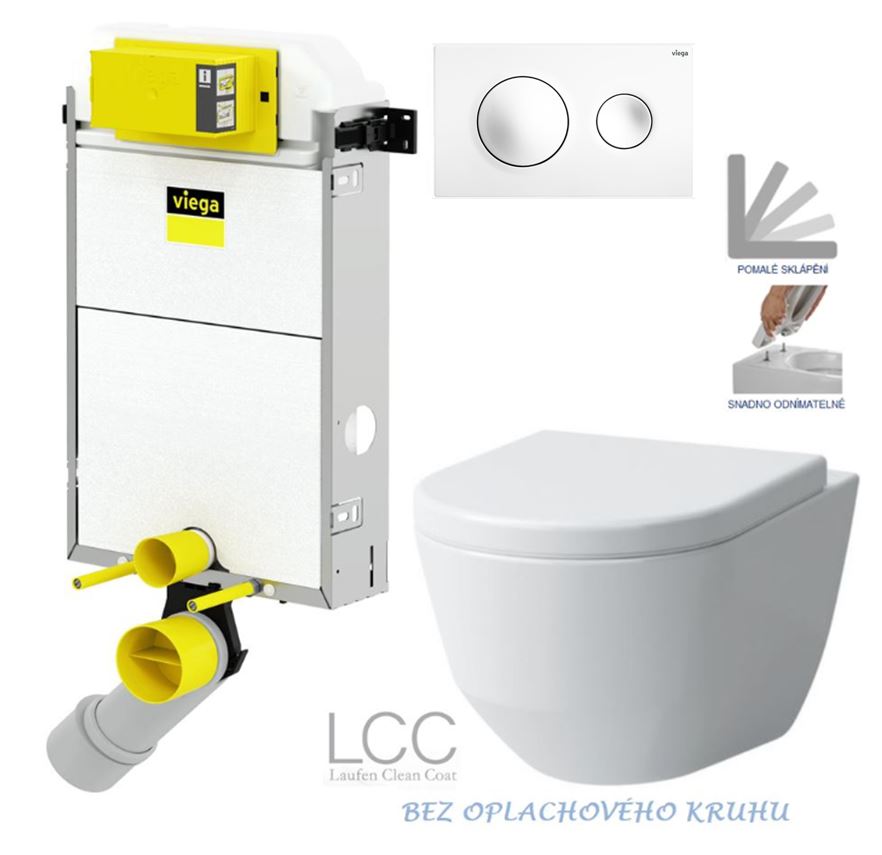 Obrázok /SET/VIEGA - Presvista modul PURE pro WC včetně tlačítka Style 20 bílá + WC LAUFEN PRO LCC RIMLESS + SEDÁTKO (V771928 STYLE20BI LP2)