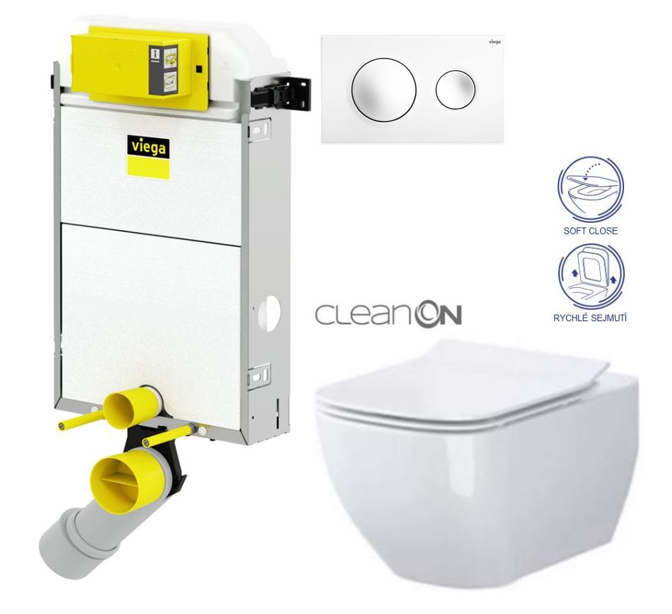 Obrázok /SET/VIEGA - Presvista modul PURE pro WC včetně tlačítka Style 20 bílá + WC OPOCZNO CLEANON METROPOLITAN + SEDÁTKO (V771928 STYLE20BI ME1)