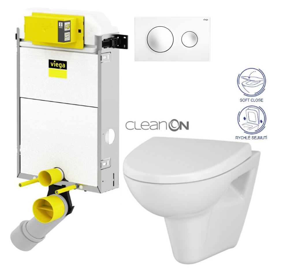 Obrázok /SET/VIEGA - Presvista modul PURE pro WC včetně tlačítka Style 20 bílá + WC CERSANIT CLEANON PARVA + SEDÁTKO (V771928 STYLE20BI PA1)