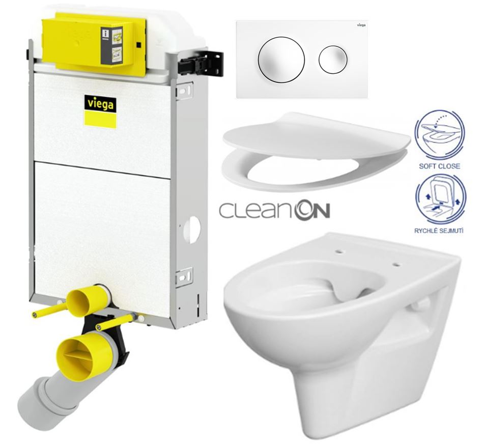 Obrázok /SET/VIEGA - Presvista modul PURE pro WC včetně tlačítka Style 20 bílá + WC CERSANIT CLEANON PARVA + SEDÁTKO (V771928 STYLE20BI PA2)