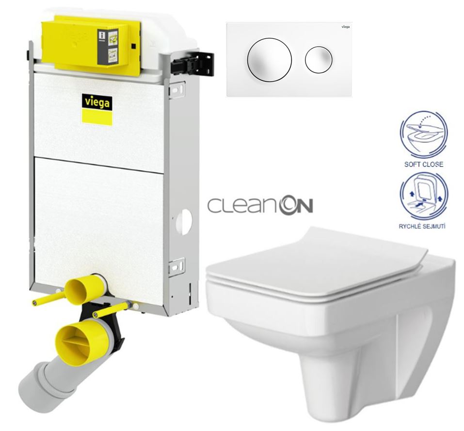 Obrázok /SET/VIEGA - Presvista modul PURE pro WC včetně tlačítka Style 20 bílá + WC CERSANIT CLEANON SPLENDOUR + SEDÁTKO (V771928 STYLE20BI SP1)