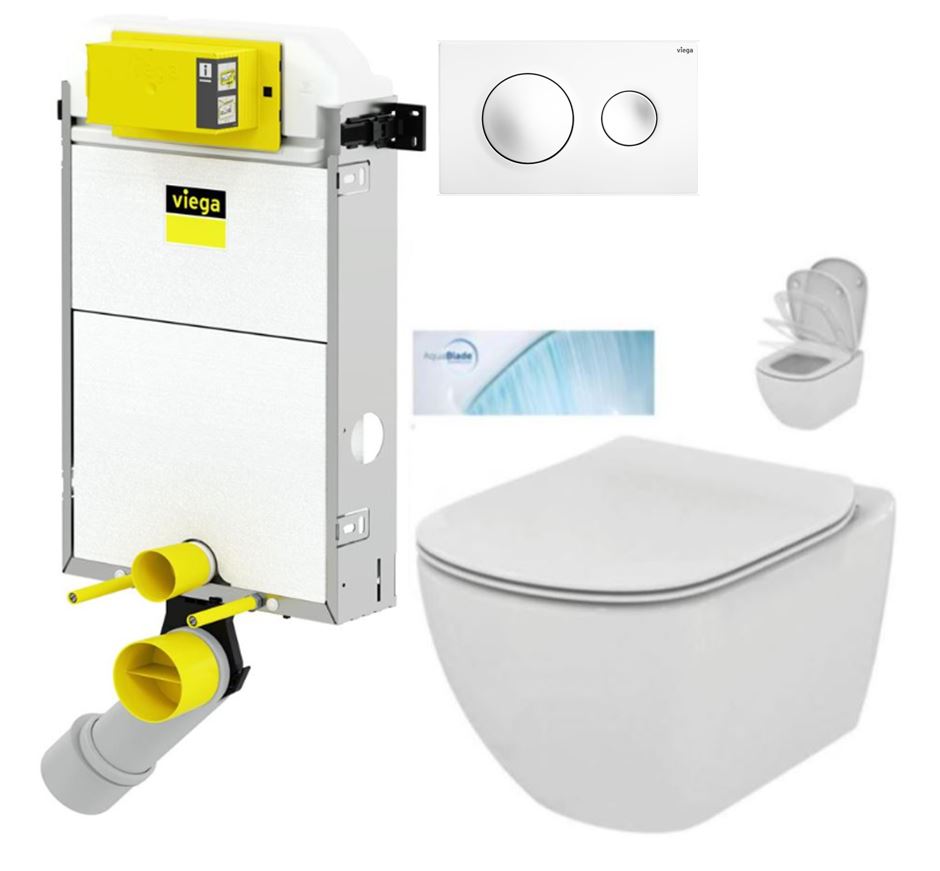 Obrázok /SET/VIEGA - Presvista modul PURE pro WC včetně tlačítka Style 20 bílá + WC TESI se sedátkem SoftClose, AquaBlade (V771928 STYLE20BI TE1)