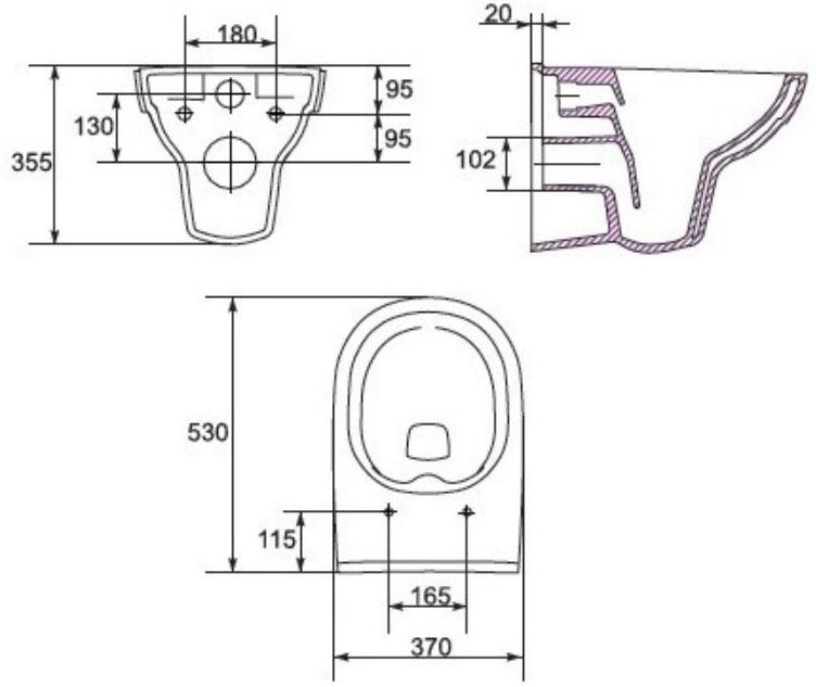 Obrázok CERSANIT POD. SYSTÉM AQUA 52 PNEU S QF + TLAČÍTKO SQUARE CHROM + WC CERSANIT CITY NEW CLEANON + WC SEDÁTKO SLIM (S97-062 SQCR CI2)