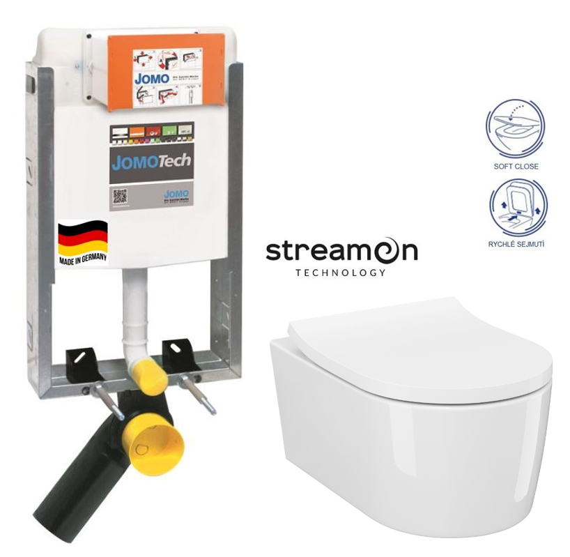 Obrázok /SET/JOMO - SET JOMOTech modul pro zazdění LIGHT bez desky + WC INVERTO se systémem STREAM ON + SEDATKO SLIM SOFT CLOSE (164-14600479-00 IN1)