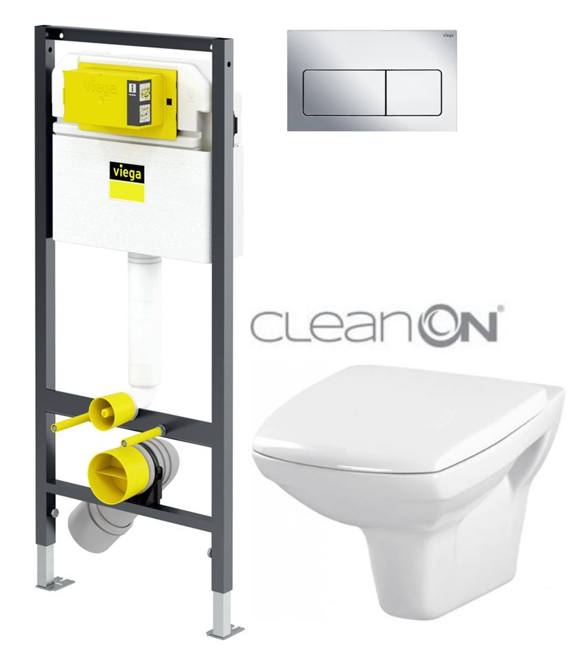 Obrázok /SET/VIEGA - Presvista modul DRY pro WC včetně tlačítka Life5 CHROM + WC CERSANIT CLEANON CARINA + SEDÁTKO (V771973 LIFE5CR CA1)