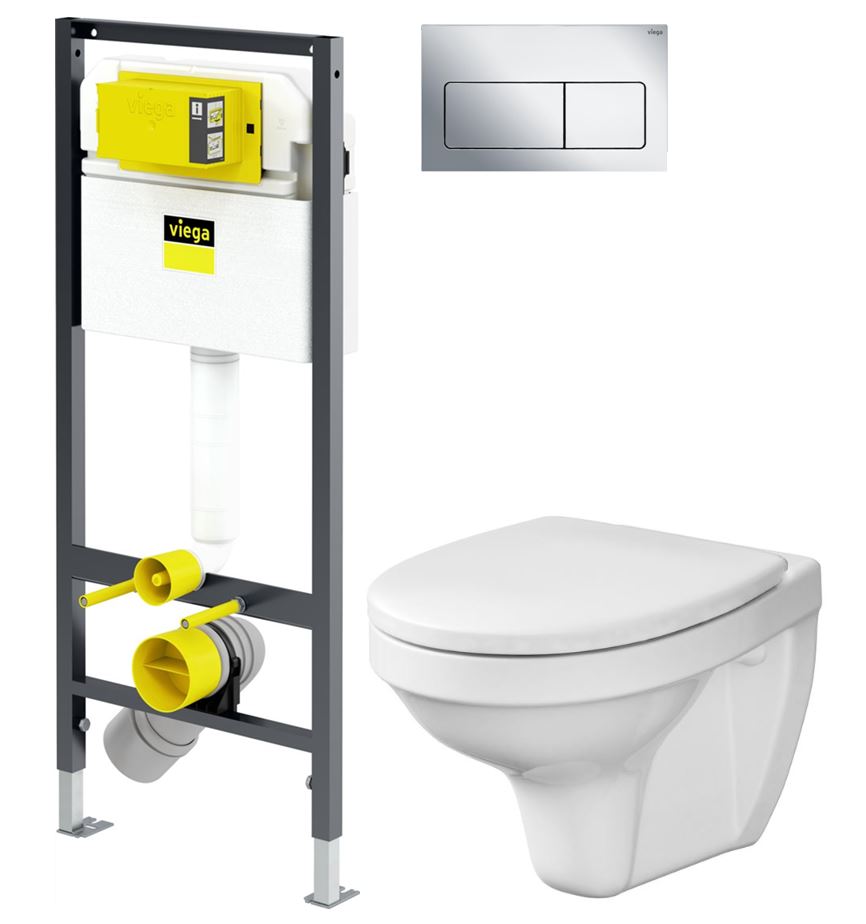 Obrázok /SET/VIEGA - Presvista modul DRY pro WC včetně tlačítka Life5 CHROM + WC CERSANIT DELFI + SEDÁTKO (V771973 LIFE5CR DE1)