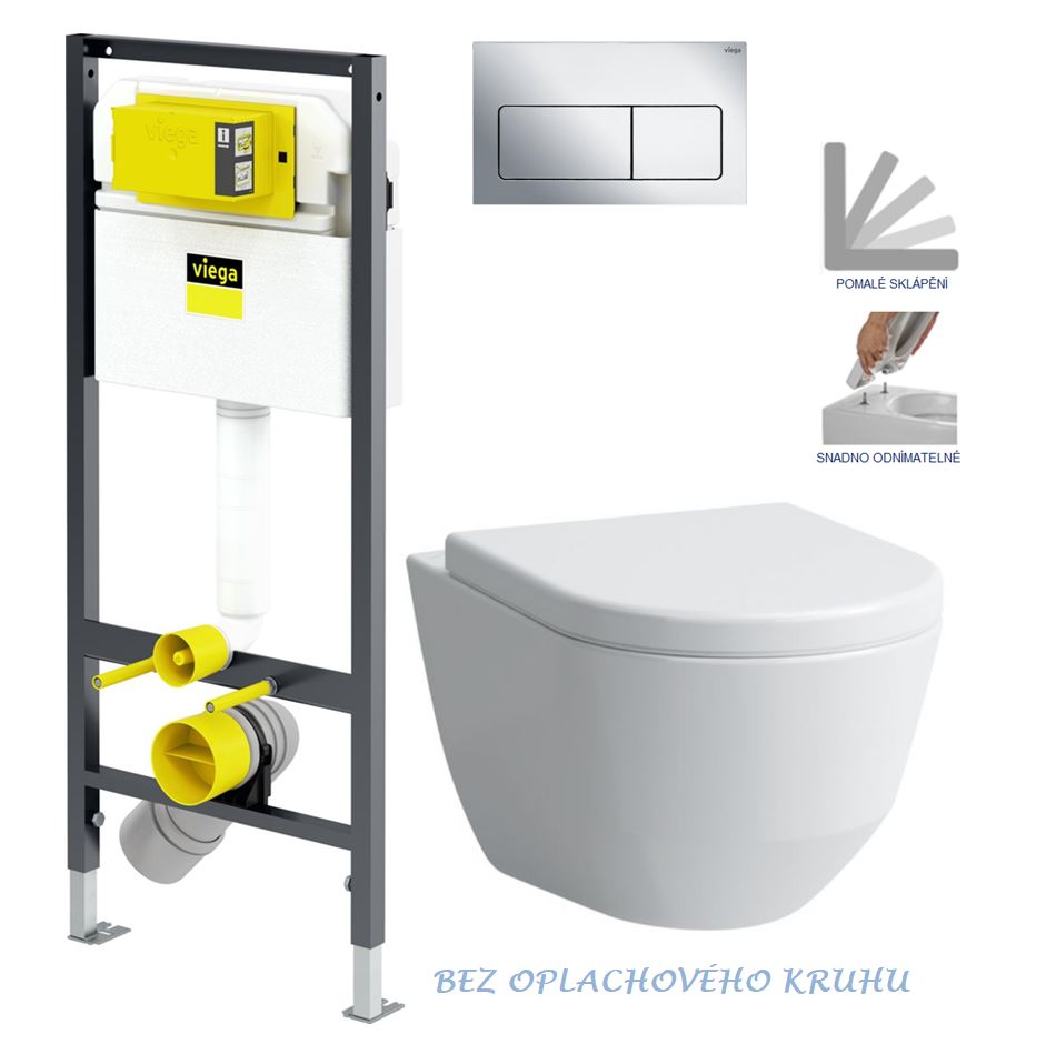 Obrázok /SET/VIEGA - Presvista modul DRY pro WC včetně tlačítka Life5 CHROM + WC LAUFEN PRO RIMLESS + SEDÁTKO (V771973 LIFE5CR LP1)