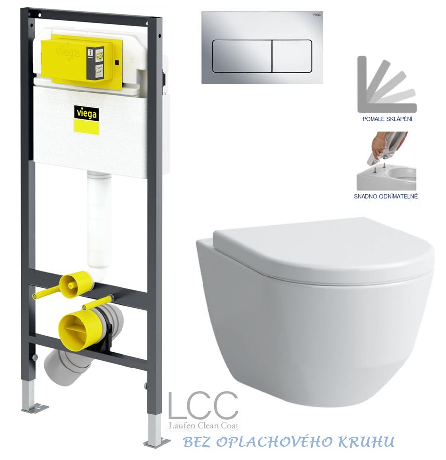 Obrázok /SET/VIEGA - Presvista modul DRY pro WC včetně tlačítka Life5 CHROM + WC LAUFEN PRO LCC RIMLESS + SEDÁTKO (V771973 LIFE5CR LP2)