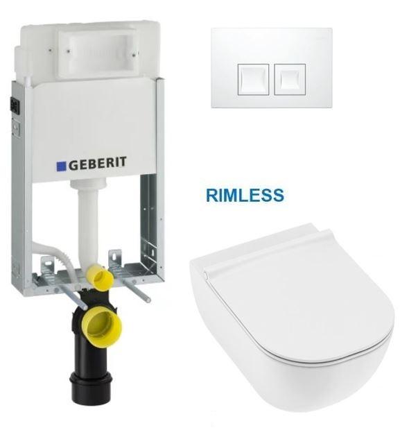 Obrázok GEBERIT KOMBIFIXBasic vr. bieleho tlačidla DELTA 50 + WC JIKA MIO + SEDADLO SLIM 110.100.00.1 50BI IO1