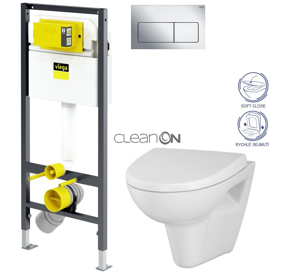 Obrázok /SET/VIEGA - Presvista modul DRY pro WC včetně tlačítka Life5 CHROM + WC CERSANIT CLEANON PARVA + SEDÁTKO (V771973 LIFE5CR PA1)