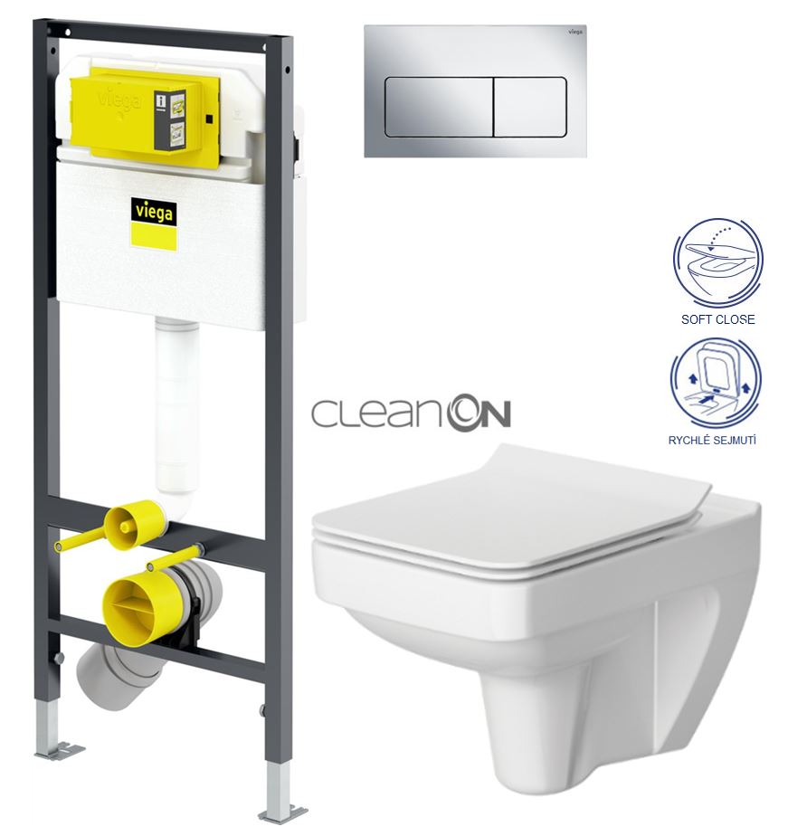 Obrázok /SET/VIEGA - Presvista modul DRY pro WC včetně tlačítka Life5 CHROM + WC CERSANIT CLEANON SPLENDOUR + SEDÁTKO (V771973 LIFE5CR SP1)