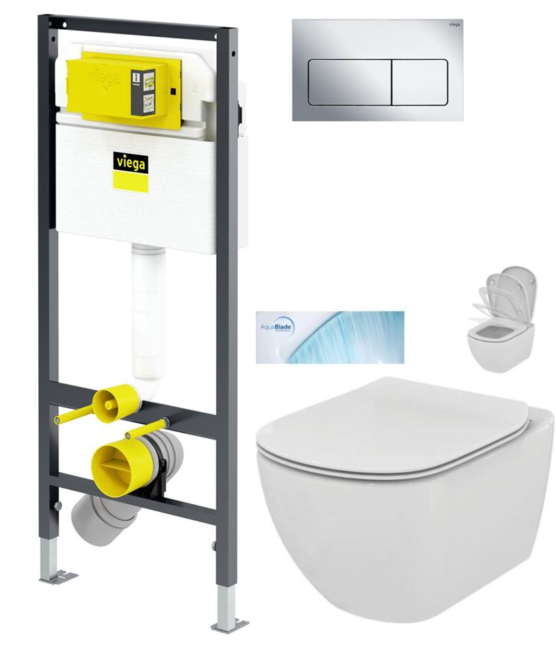 Obrázok /SET/VIEGA - Presvista modul DRY pro WC včetně tlačítka Life5 CHROM + WC TESI se sedátkem SoftClose, AquaBlade (V771973 LIFE5CR TE1)