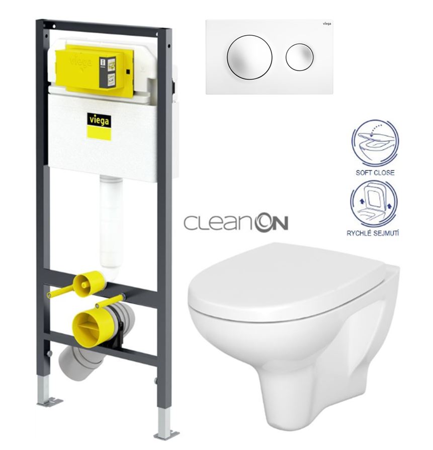 Obrázok /SET/VIEGA - Presvista modul DRY pro WC včetně tlačítka Style 20 bílá + WC CERSANIT ARTECO CLEANON + SEDÁTKO (V771973 STYLE20BI AT1)