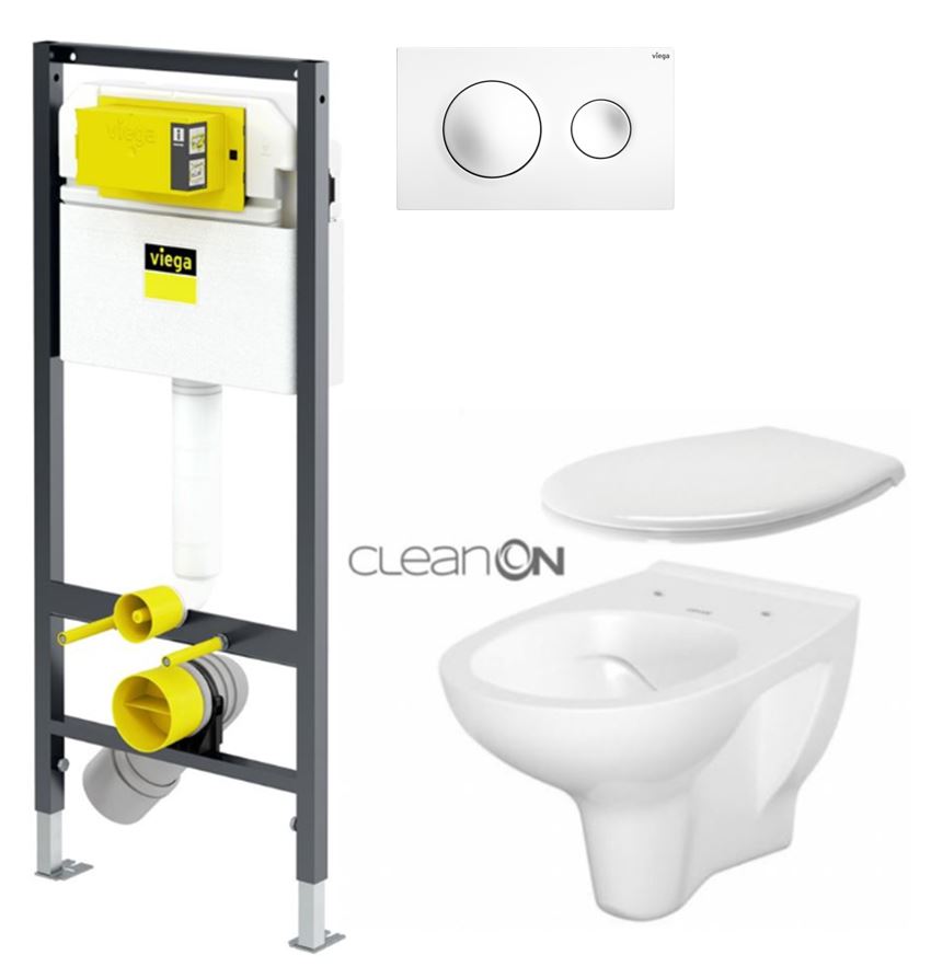 Obrázok /SET/VIEGA - Presvista modul DRY pro WC včetně tlačítka Style 20 bílá + WC CERSANIT ARTECO CLEANON + SEDÁTKO (V771973 STYLE20BI AT2)