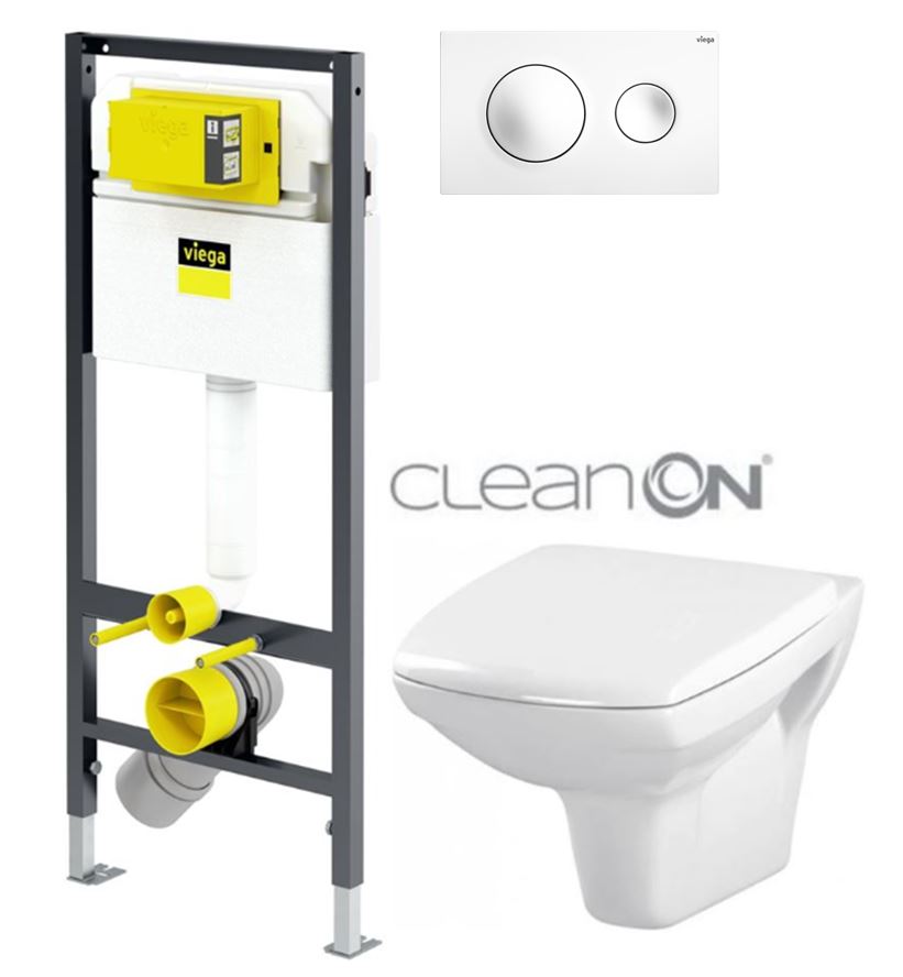 Obrázok /SET/VIEGA - Presvista modul DRY pro WC včetně tlačítka Style 20 bílá + WC CERSANIT CLEANON CARINA + SEDÁTKO (V771973 STYLE20BI CA1)