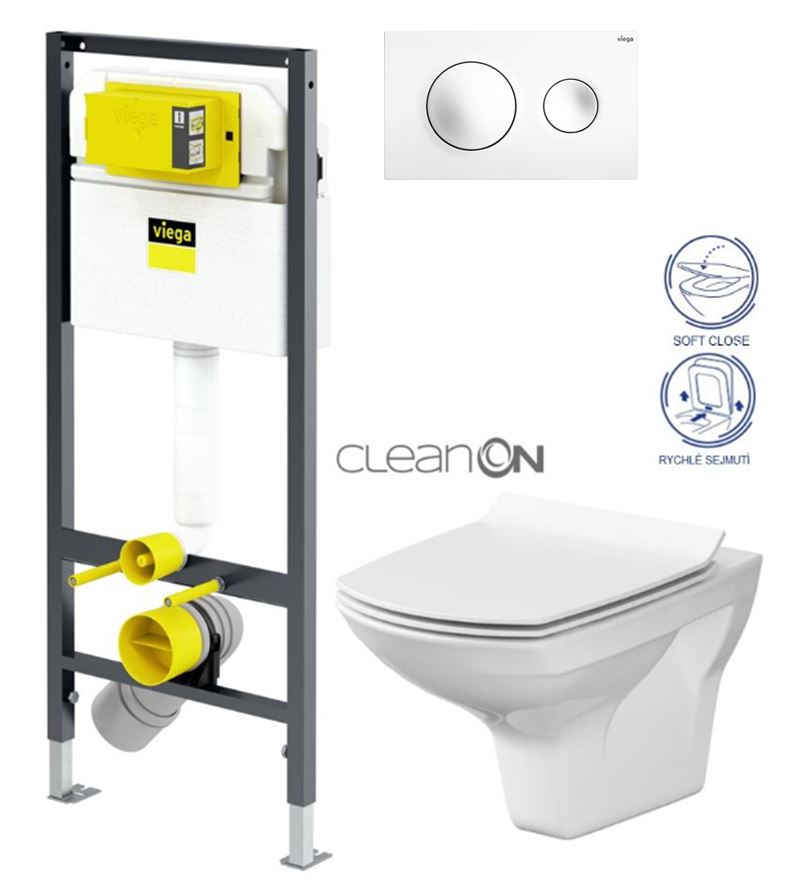 Obrázok /SET/VIEGA - Presvista modul DRY pro WC včetně tlačítka Style 20 bílá + WC CERSANIT CLEANON CARINA + SEDÁTKO (V771973 STYLE20BI CA3)