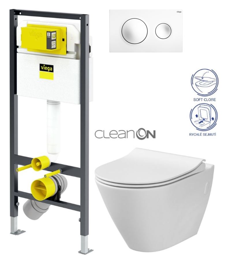 Obrázok VIEGA Presvista modul DRY pro WC včetně tlačítka Style 20 bílé + WC CERSANIT CLEANON CITY (V771973 STYLE20BI CI1)