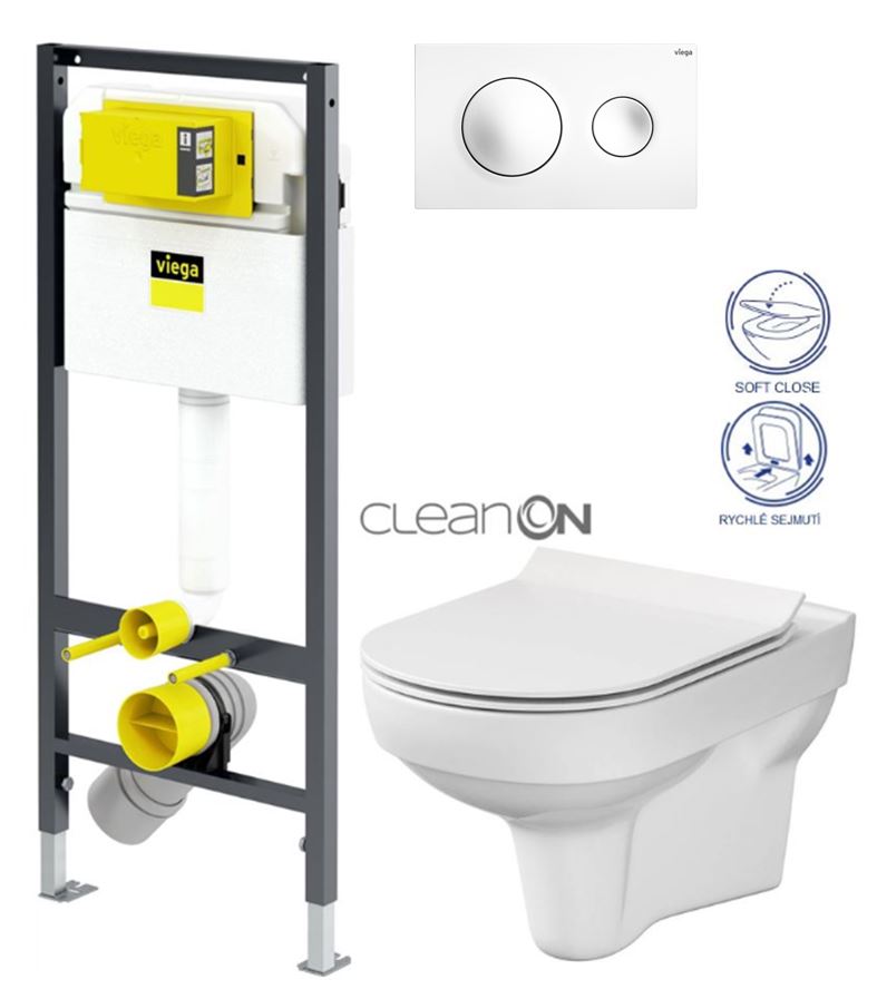 Obrázok VIEGA Presvista modul DRY pro WC včetně tlačítka Style 20 bílé + WC CERSANIT CITY NEW CLEANON + WC SEDÁTKO SLIM (V771973 STYLE20BI CI2)