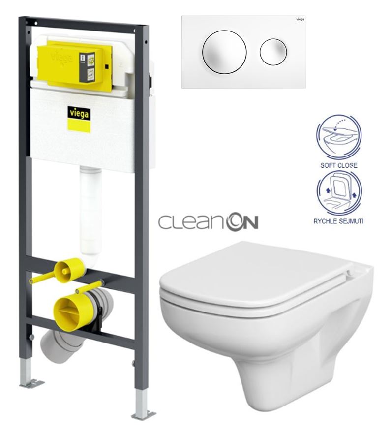 Obrázok /SET/VIEGA - Presvista modul DRY pro WC včetně tlačítka Style 20 bílá + WC CERSANIT CLEANON COLOUR + SEDÁTKO (V771973 STYLE20BI CN1)