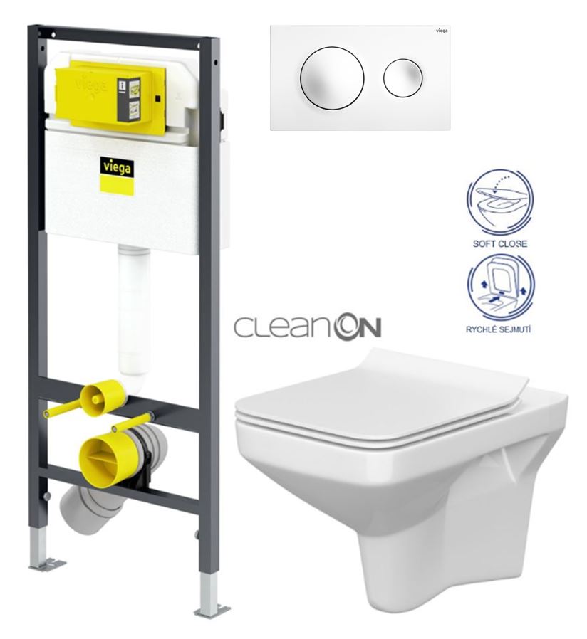 Obrázok /SET/VIEGA - Presvista modul DRY pro WC včetně tlačítka Style 20 bílá + WC CERSANIT CLEANON COMO + SEDÁTKO (V771973 STYLE20BI CO1)