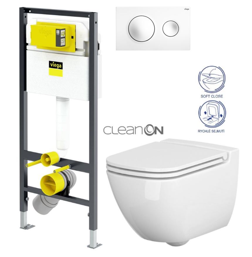 Obrázok /SET/VIEGA - Presvista modul DRY pro WC včetně tlačítka Style 20 bílá + WC CERSANIT CLEANON CASPIA + SEDÁTKO (V771973 STYLE20BI CP1)