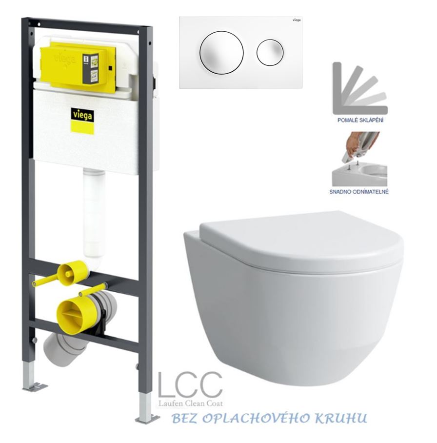 Obrázok /SET/VIEGA - Presvista modul DRY pro WC včetně tlačítka Style 20 bílá + WC LAUFEN PRO LCC RIMLESS + SEDÁTKO (V771973 STYLE20BI LP2)