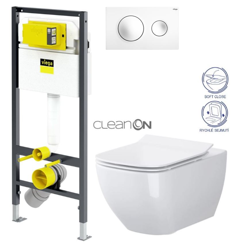 Obrázok /SET/VIEGA - Presvista modul DRY pro WC včetně tlačítka Style 20 bílá + WC OPOCZNO CLEANON METROPOLITAN + SEDÁTKO (V771973 STYLE20BI ME1)