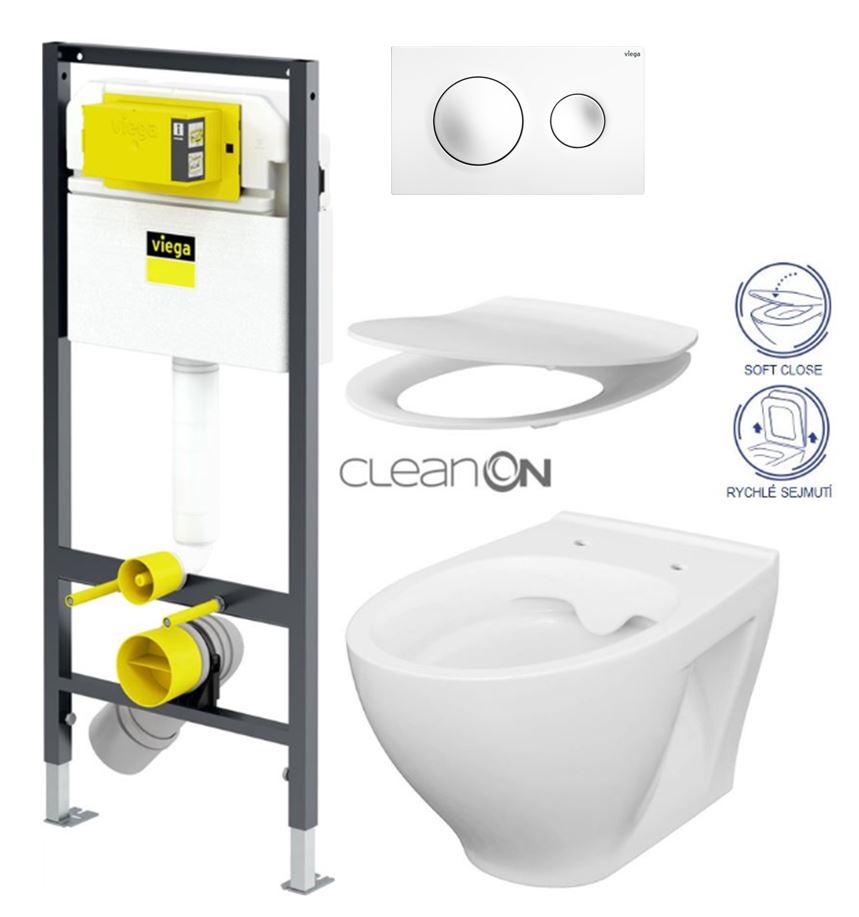 Obrázok /SET/VIEGA - Presvista modul DRY pro WC včetně tlačítka Style 20 bílá + WC CERSANIT CLEANON MODUO + SEDÁTKO (V771973 STYLE20BI MO1)