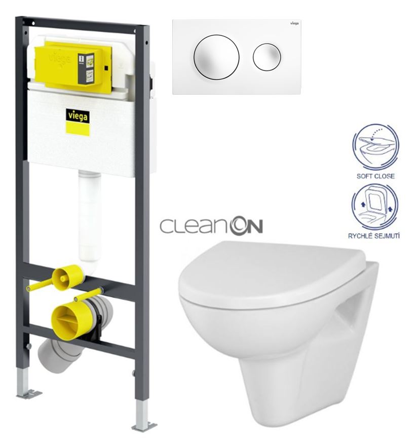 Obrázok /SET/VIEGA - Presvista modul DRY pro WC včetně tlačítka Style 20 bílá + WC CERSANIT CLEANON PARVA + SEDÁTKO (V771973 STYLE20BI PA1)