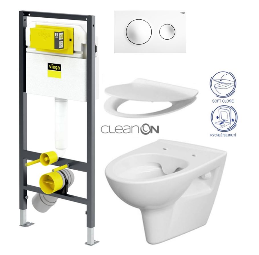 Obrázok /SET/VIEGA - Presvista modul DRY pro WC včetně tlačítka Style 20 bílá + WC CERSANIT CLEANON PARVA + SEDÁTKO (V771973 STYLE20BI PA2)