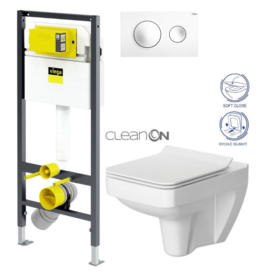 Obrázok /SET/VIEGA - Presvista modul DRY pro WC včetně tlačítka Style 20 bílá + WC CERSANIT CLEANON SPLENDOUR + SEDÁTKO (V771973 STYLE20BI SP1)