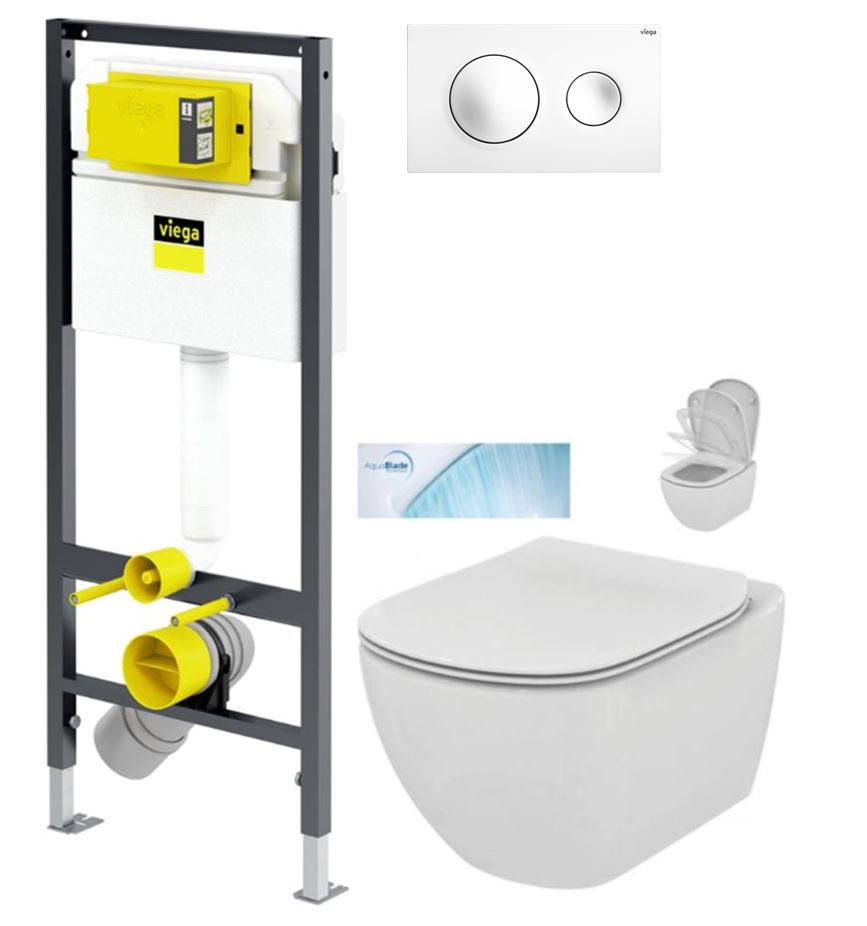 Obrázok /SET/VIEGA - Presvista modul DRY pro WC včetně tlačítka Style 20 bílá + WC TESI se sedátkem SoftClose, AquaBlade (V771973 STYLE20BI TE1)