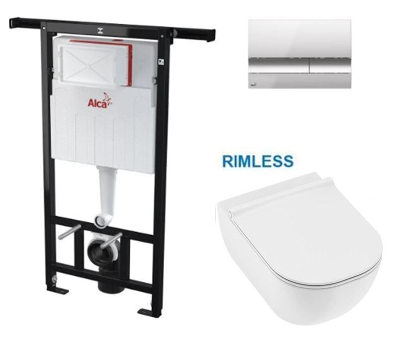 Obrázok ALCADRAIN Alcadrain Jádromodul - predstenový inštalačný systém s chrómovým tlačidlom M1721 + WC JIKA MIO + SEDADLO SLIM AM102/1120 M1721 IO1