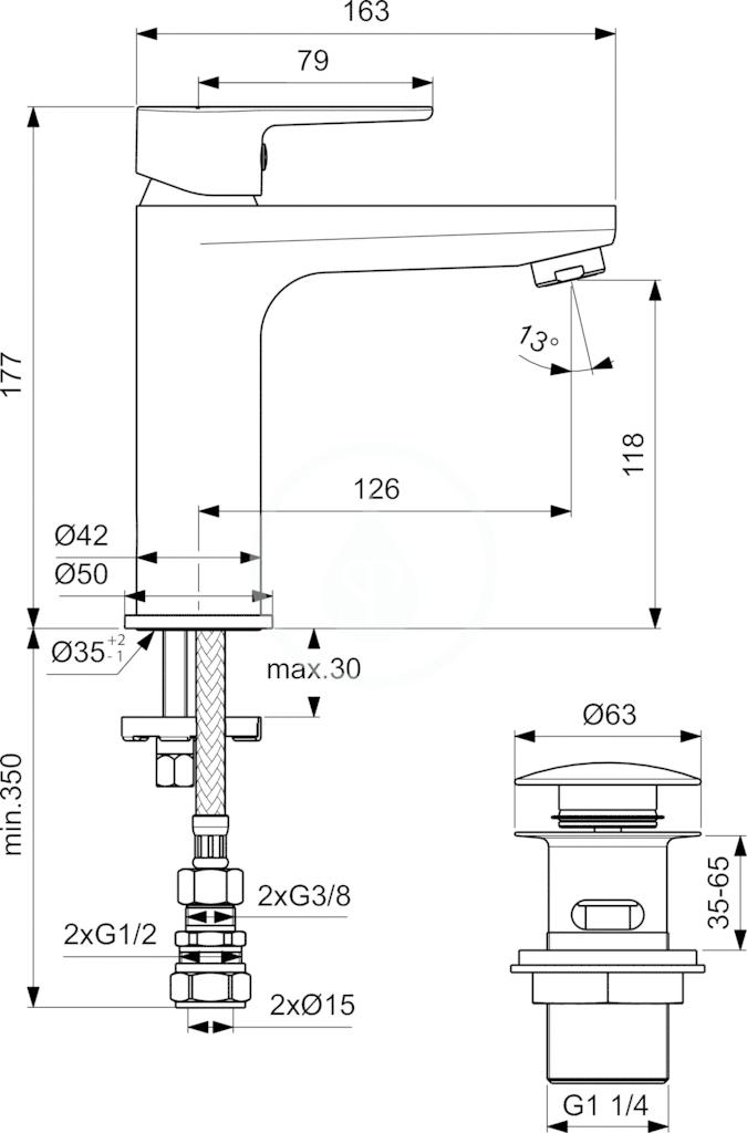 Obrázok IDEAL STANDARD - Sesia Umývadlová batéria s CLICK výpusťou, chróm BC202AA