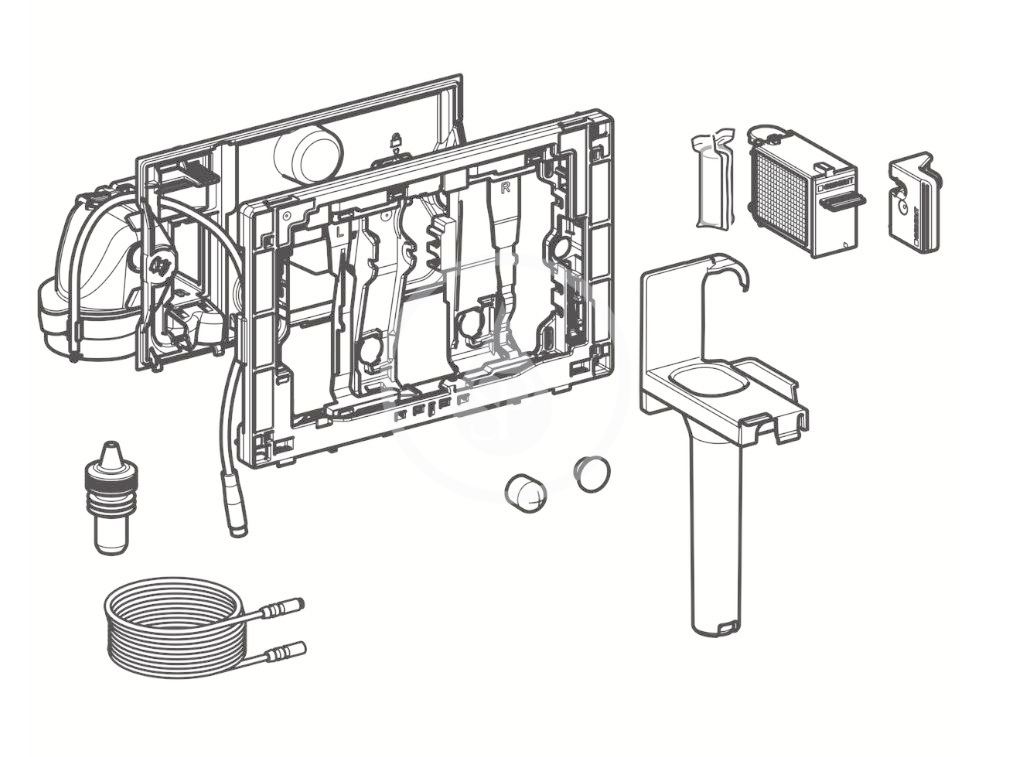 Obrázok GEBERIT Jednotka odsávania zápachu Geberit DuoFresh s automatickým spúšťaním a dávkovačom pre tyčinku Geberit DuoFresh, pre podomietkovú splachovaciu nádržku Sigma 12 cm S lesklým pochrómovaním 115.050.21.1