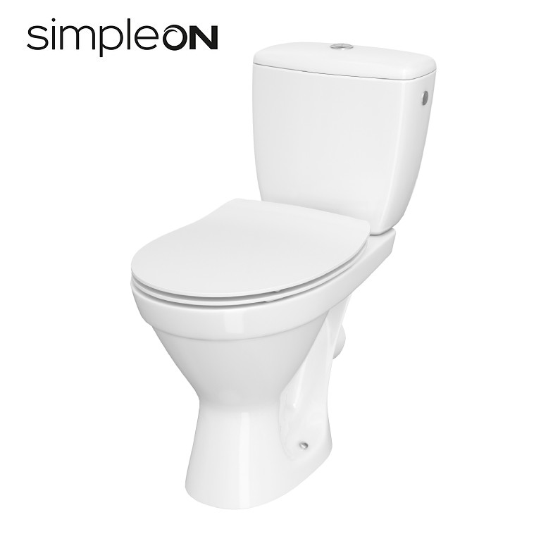 Obrázok CERSANIT - WC KOMBI 696 CERSANIA SIMPLEON 010 3/6L+DUROPLAST SLIM SEDÁTKO SOFTCLOSE (K11-2338)