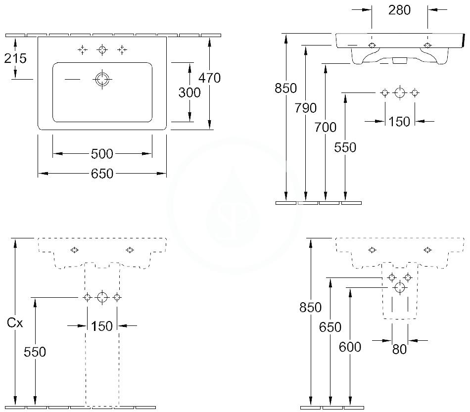 Obrázok Villeroy & Boch Subway 2.0 - Umyvadlo, 650 mm x 470 mm, bílé - Villeroy & Boch Subway 2.0 – Umyvadlo, 650 mm x 470 mm, star white – pro tříotvorovou baterii, s přepadem, s Ceramicplus R2 711365R2 9393928e5febc97f9cfb64b97499a5b0