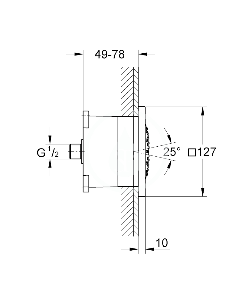 Obrázok GROHE - Rainshower F Boční sprcha s jedním proudem, Series 5, supersteel (27251DC0)