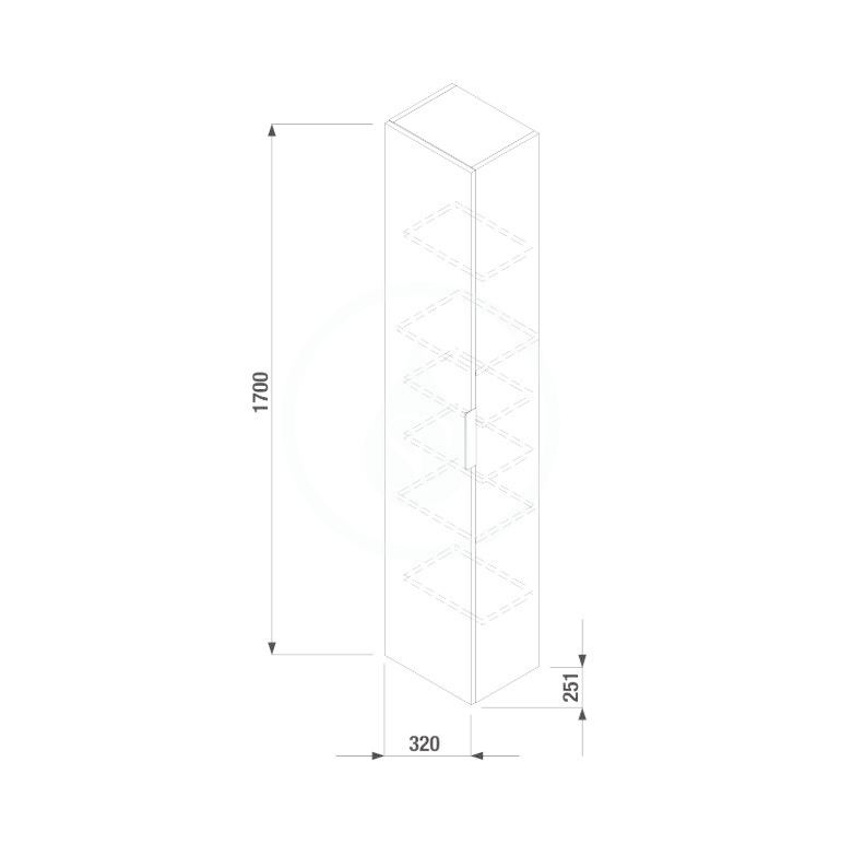 Obrázok JIKA - Cube Vysoká skříňka 320x251x1700 mm, tmavý dub (H4537211763021)