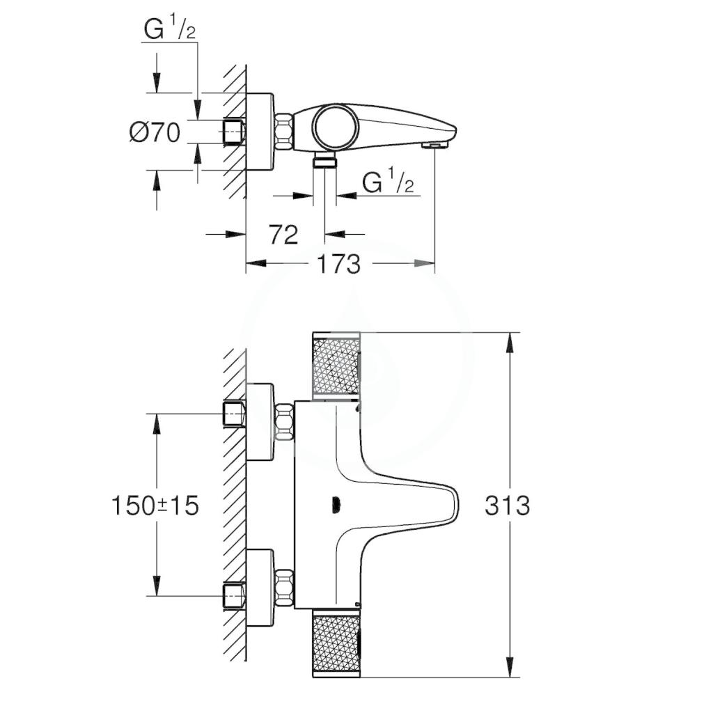 Obrázok Grohe Grohtherm 1000 Performance - Termostatická vaňová batéria, chróm 34779000