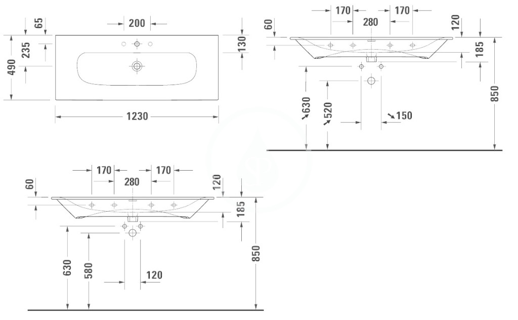 Obrázok DURAVIT DURAVIT - Viu Umyvadlo 1230x490 mm, alpská bílá (2344120060)