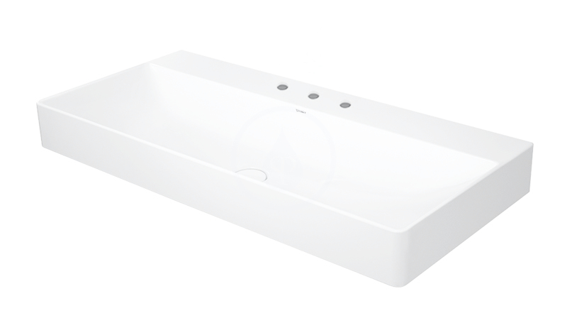 Obrázok DURAVIT DURAVIT - DuraSquare Umyvadlo 1000x470 mm, se 3 otvory pro baterii, DuraCeram, alpská bílá (2353100044)