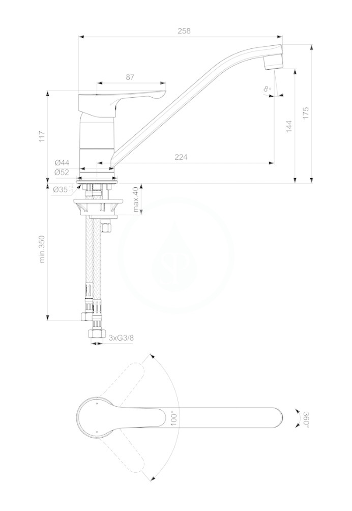 Obrázok IDEAL STANDARD - Alpha Dřezová baterie, matná černá/chrom (BC813U4)