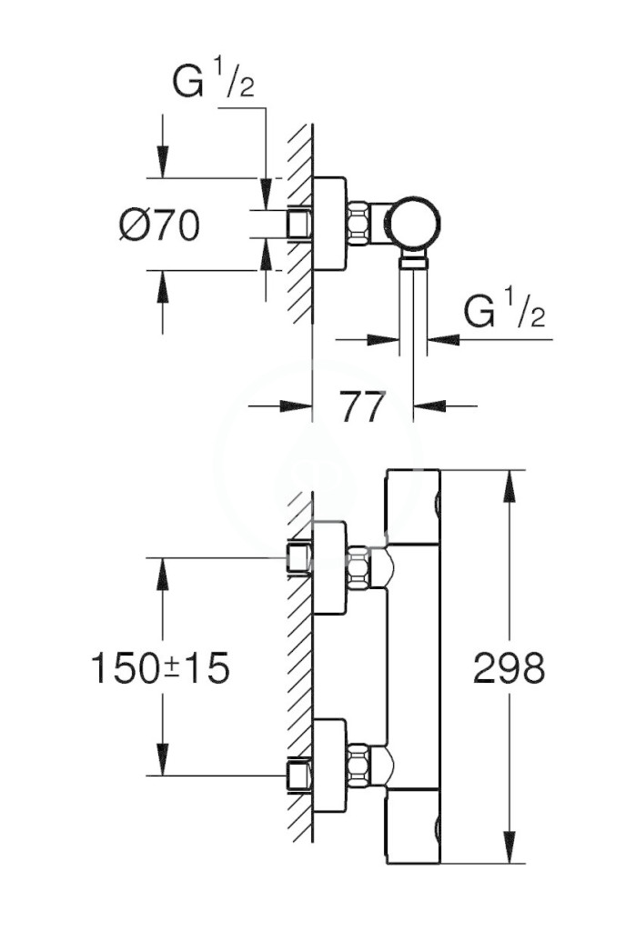 Obrázok Grohe Grohtherm 800 Cosmopolitan - Termostatická sprchová batéria, chróm 34771000