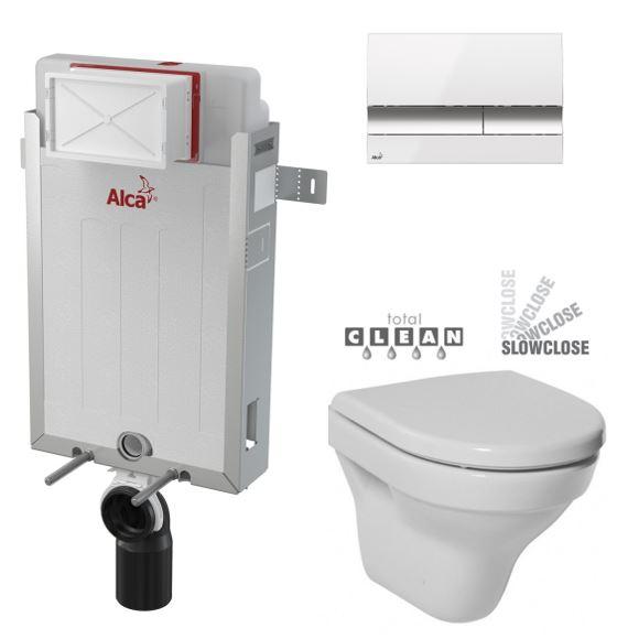 Obrázok ALCAPLAST Renovmodul - predstenový inštalačný systém s bielym / chróm tlačidlom M1720-1 + WC JIKA TIGO + SEDADLO duraplastu SLOWCLOSE AM115/1000 M1720-1 TI2