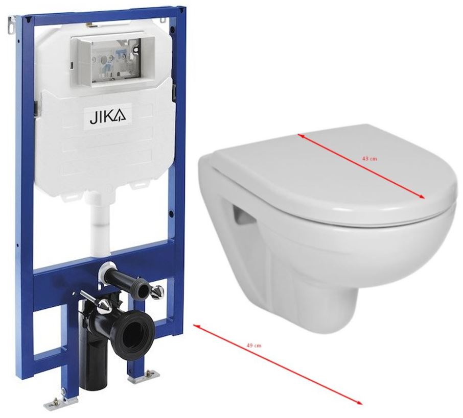 Obrázok předstěnový instalační 8 cm systém bez tlačítka + WC JIKA LYRA PLUS 49 + SEDÁTKO DURAPLAST (H894652 X LY3)