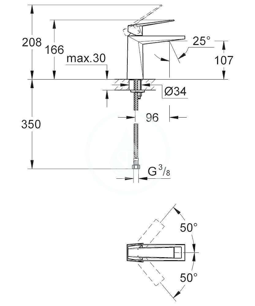 Obrázok Grohe Allure Brilliant - Umývadlová batéria s výpusťou, Hard Graphite 23033A00-GR