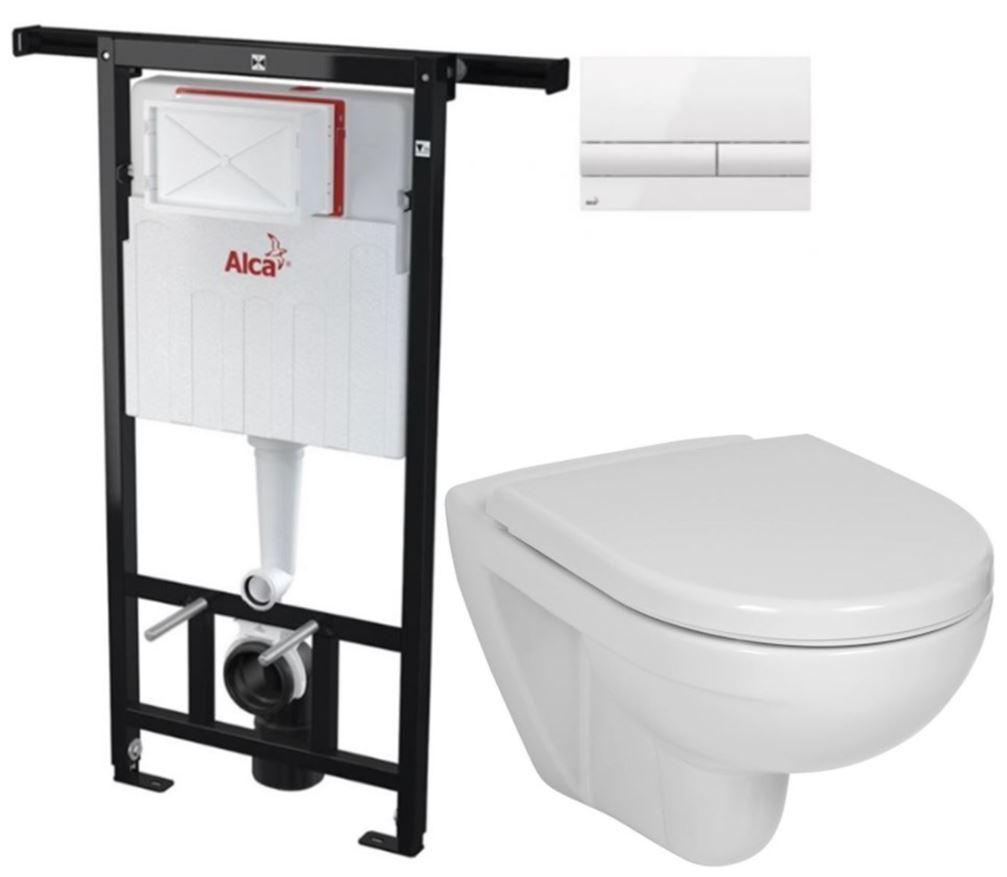 Obrázok ALCAPLAST Jádromodul - predstenový inštalačný systém s bielym tlačidlom M1710 + WC JIKA LYRA PLUS + SEDADLO duraplastu AM102/1120 M1710 LY6