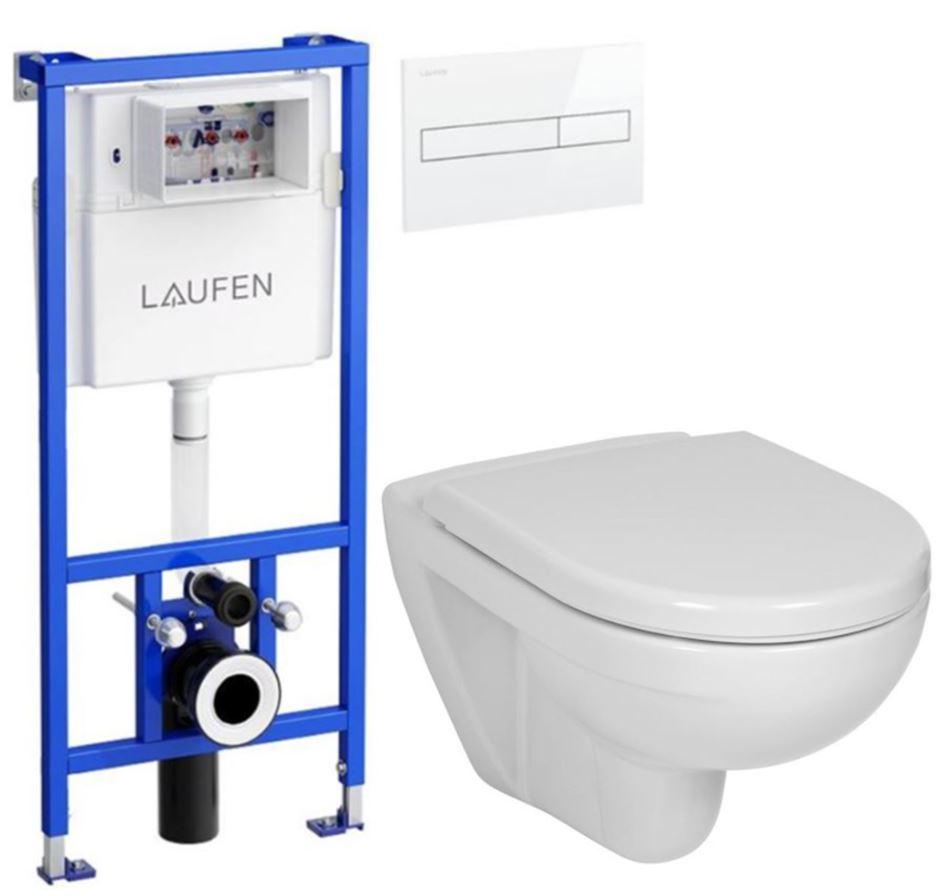 Obrázok LAUFEN Rámový podomietkový modul CW1 SET s bielym tlačidlom + WC JIKA LYRA PLUS + SEDADLO duraplastu H8946600000001BI LY6