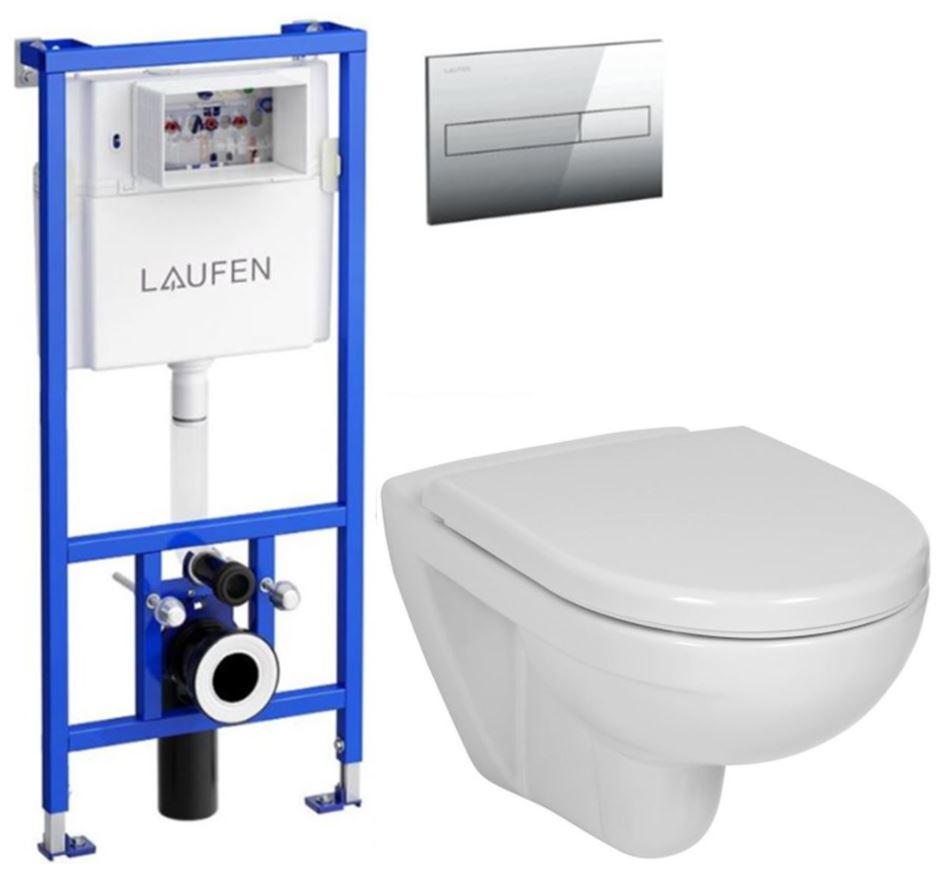 Obrázok LAUFEN Rámový podomietkový modul CW1 SET s chrómovým tlačidlom + WC JIKA LYRA PLUS + SEDADLO duraplastu H8946600000001CR LY6